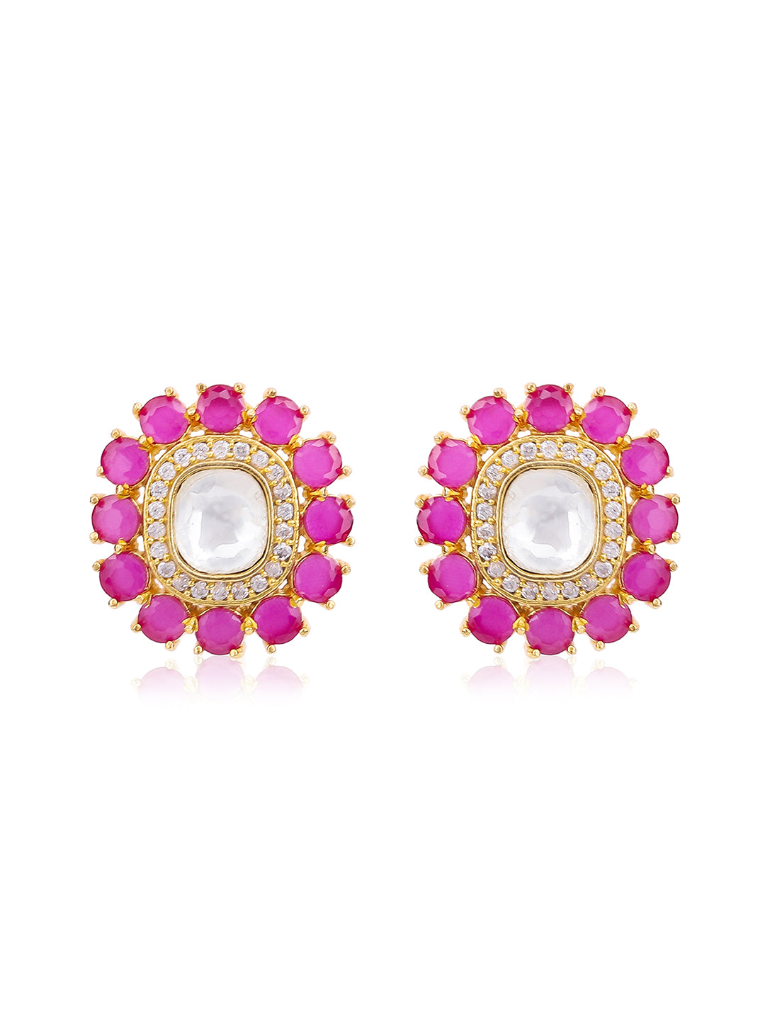 Kundan and Red CZ Earrings